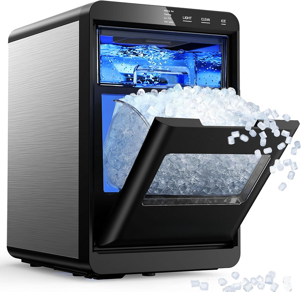 40Lbs Daily Countertop Ice Maker, Self-Cleaning Nugget Pellet Ice Machine for Home & Office