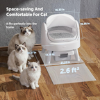 White Open‑Top Self‑Cleaning Automatic Cat Litter Box for Multi‑Cat Household, Multi‑Layer Safety Protection, Includes Disposable Liners & Non‑Slip Mat