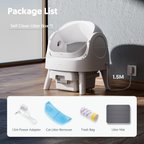 White Open‑Top Self‑Cleaning Automatic Cat Litter Box for Multi‑Cat Household, Multi‑Layer Safety Protection, Includes Disposable Liners & Non‑Slip Mat