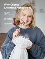 40Lbs Daily Countertop Ice Maker, Self-Cleaning Nugget Pellet Ice Machine for Home & Office