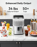 Countertop Nugget Ice Maker, Ready in 7 Mins, 35Lbs/24H Pebble Pellet Sonic Ice Machine, Self-Cleaning Stainless Steel Ice Maker with Scoop & Basket for Home