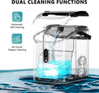 Countertop Nugget Ice Maker with Handle, Ready in 6 Mins, 34lbs Per Day, Removable Top Cover, Auto-Cleaning Portable Sonic Ice Maker with Basket & Scoop for Home Party RV Camping, Silver