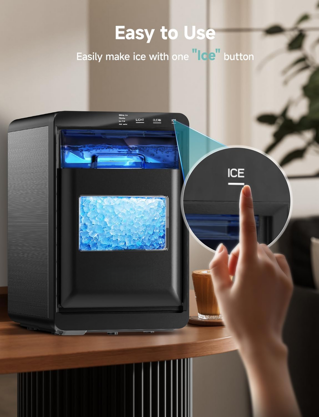 40Lbs Daily Countertop Ice Maker, Self-Cleaning Nugget Pellet Ice Machine for Home & Office