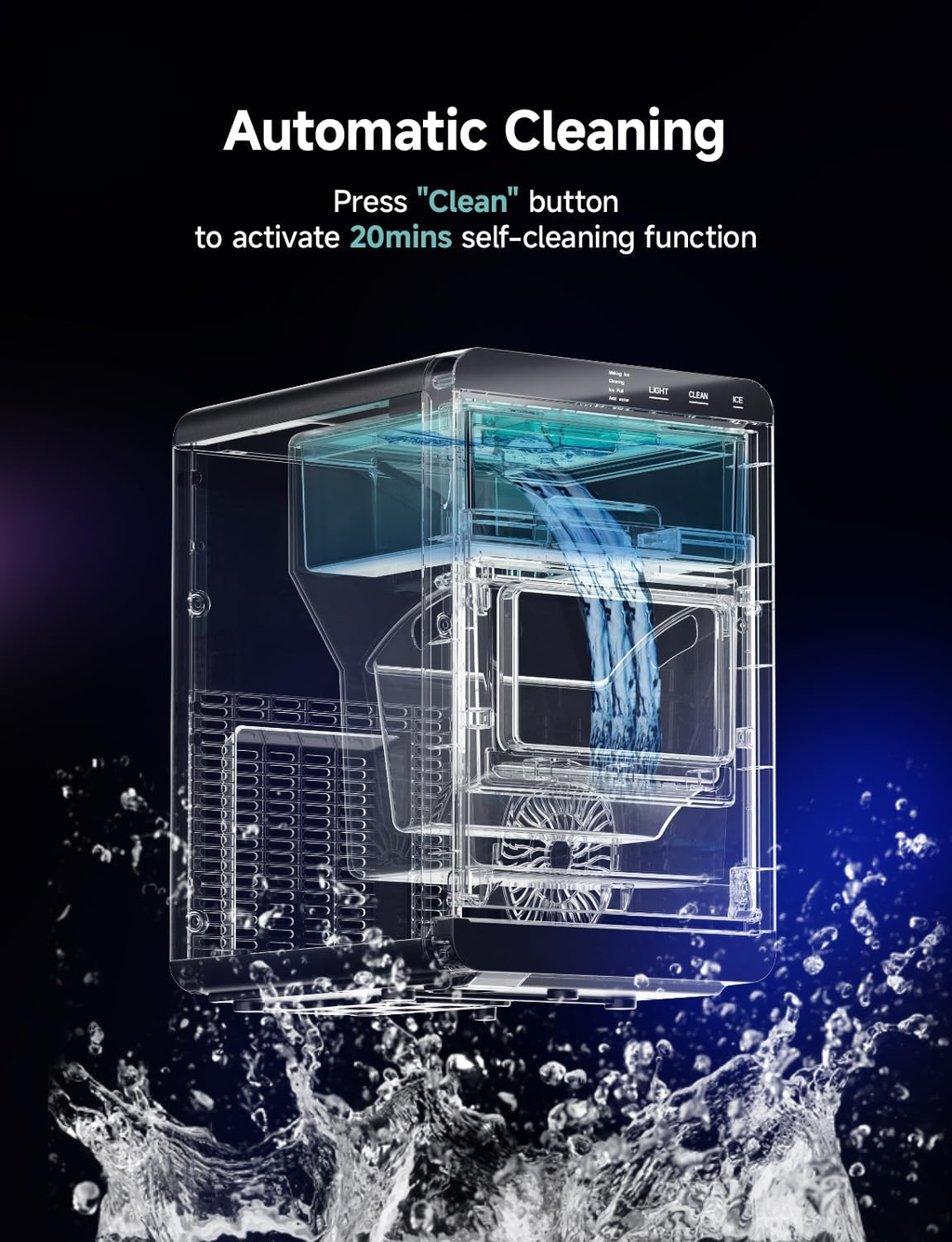 40Lbs Daily Countertop Ice Maker, Self-Cleaning Nugget Pellet Ice Machine for Home & Office