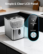 Countertop Nugget Ice Maker, Ready in 7 Mins, 35Lbs/24H Pebble Pellet Sonic Ice Machine, Self-Cleaning Stainless Steel Ice Maker with Scoop & Basket for Home