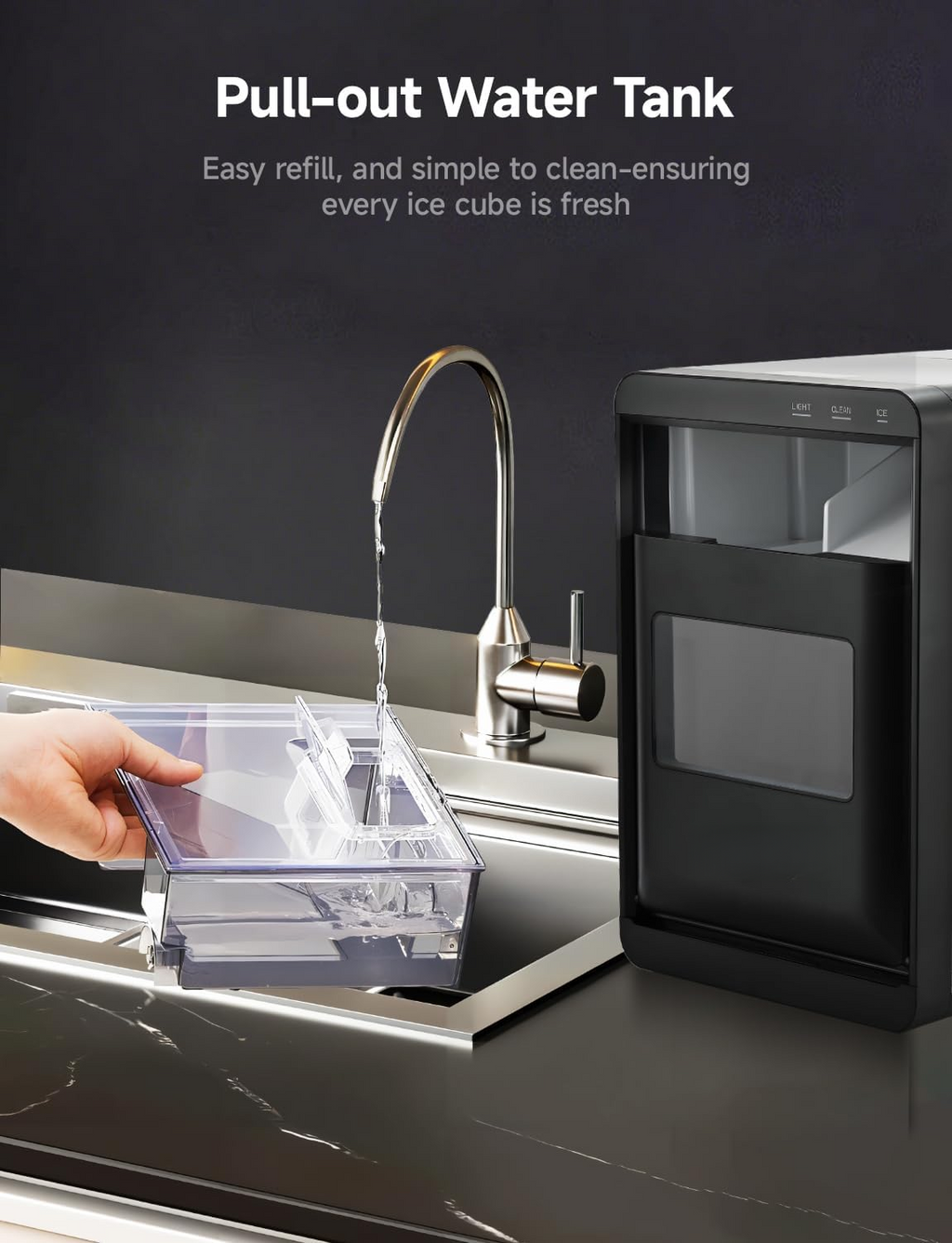 40Lbs Daily Countertop Ice Maker, Self-Cleaning Nugget Pellet Ice Machine for Home & Office