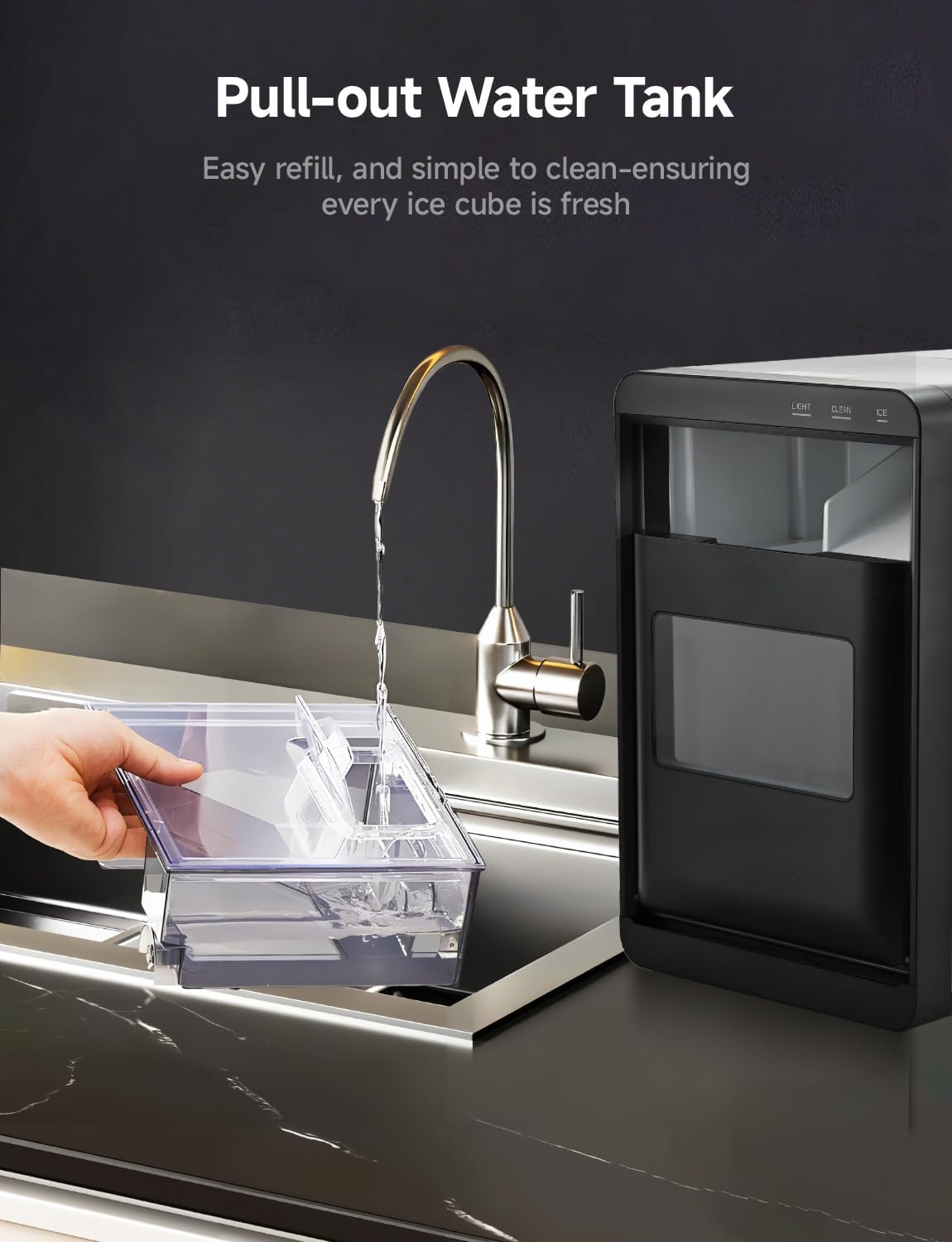 40Lbs Daily Countertop Ice Maker, Self-Cleaning Nugget Pellet Ice Machine for Home & Office
