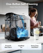 Countertop Nugget Ice Maker with Handle, Ready in 6 Mins, 34lbs/Day, Removable Top Cover, Self-Cleaning Portable Chewable Ice Maker with Basket & Scoop for Home RV Party Camping, Black