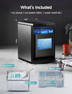40Lbs Daily Countertop Ice Maker, Self-Cleaning Nugget Pellet Ice Machine for Home & Office