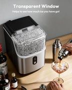 Countertop Nugget Ice Maker, Ready in 7 Mins, 35Lbs/24H Pebble Pellet Sonic Ice Machine, Self-Cleaning Stainless Steel Ice Maker with Scoop & Basket for Home