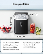Countertop Nugget Ice Maker with Handle, Ready in 6 Mins, 34lbs/Day, Removable Top Cover, Self-Cleaning Portable Chewable Ice Maker with Basket & Scoop for Home RV Party Camping, Black